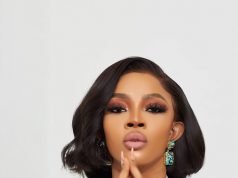 Toke Makinwa grilled over selfie with ex-president, Obasanjo, barefooted on private jet